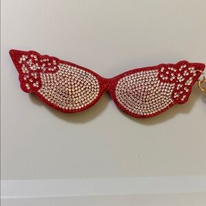 Red Crystal Rhinestone Sunglasses Keychain